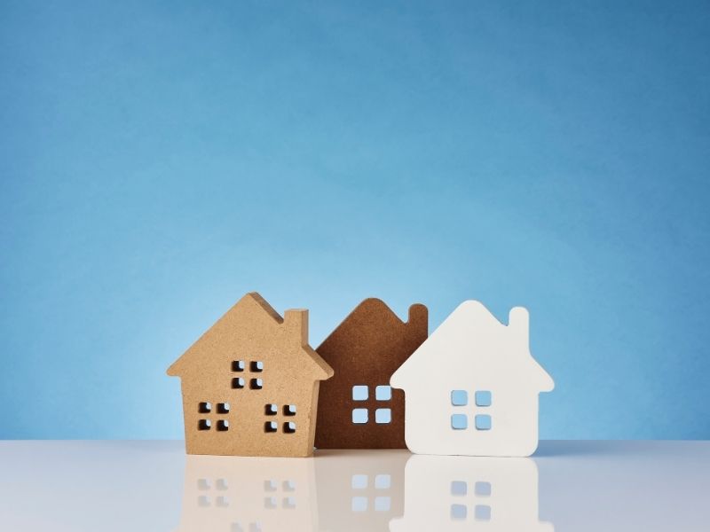 Cardboard cut outs of tiny homes